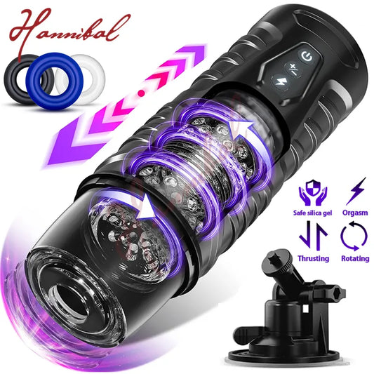 Hannibal Automatic Male Masturbator 7 Thrusting Rotating Modes Mastubator Cup Electric Pocket Pussy For Penis Sex Toy For Men